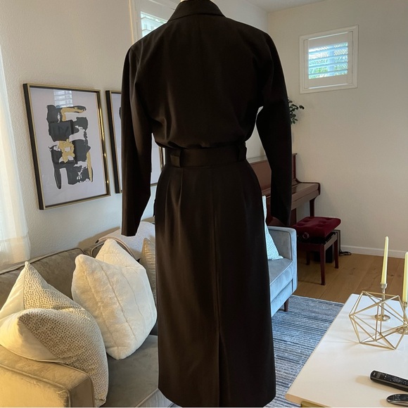 VTG Nordstrom Town Square Long Sleeve Belted Black Midi Dress, Size 8 - Picture 5 of 15